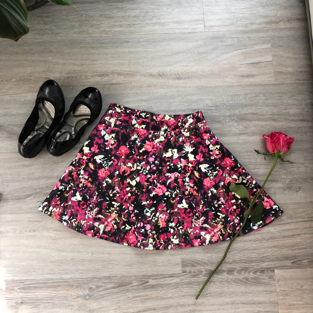 A black, dark pink, and green Skirt